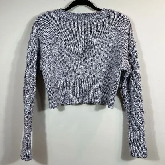 Topshop Purple Grey Knit Crop V-Neck Sweater Women Size 2 - Picture 2 of 8